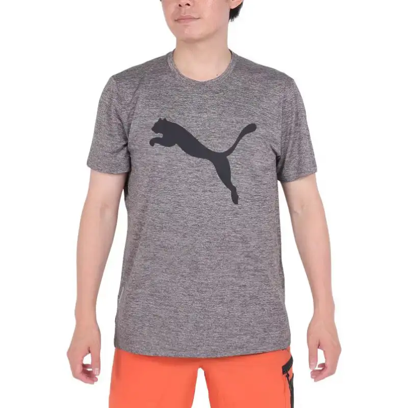 PUMA T Shirts Men's Gray Crew Neck Moderate