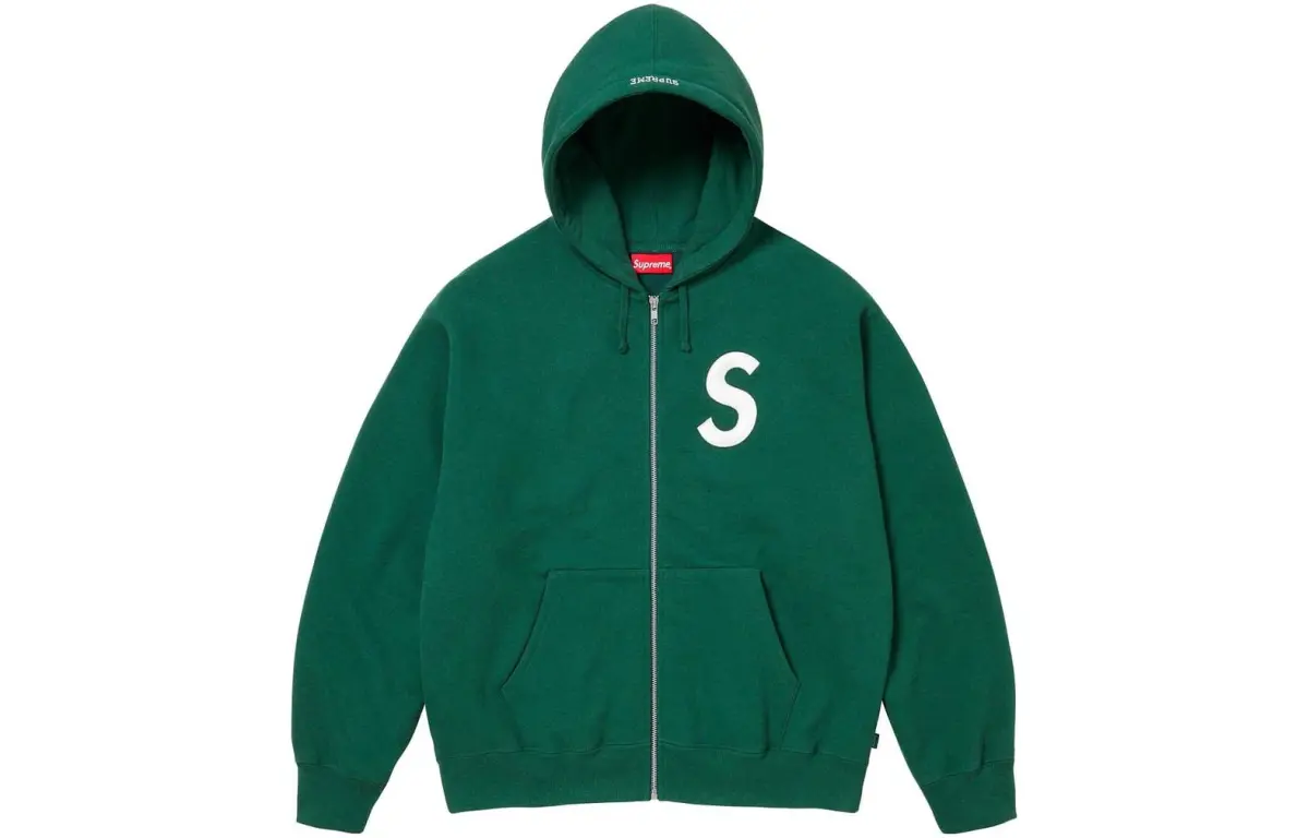 Supreme S Logo Zip Up Hooded Sweatshirt
