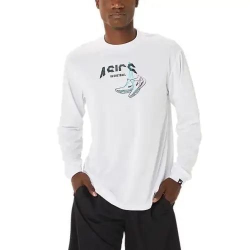 ASICS T Shirts Unisex White Crew Neck Moderate Straight Fit