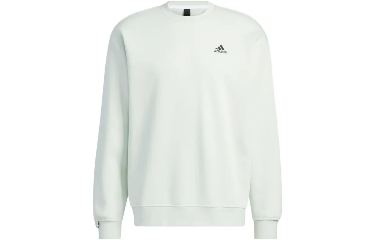 Adidas LABEL Solid Color Logo Printed Pattern Pullover Fleece Lined Long Sleeved Sweatshirt Unisex Light Green