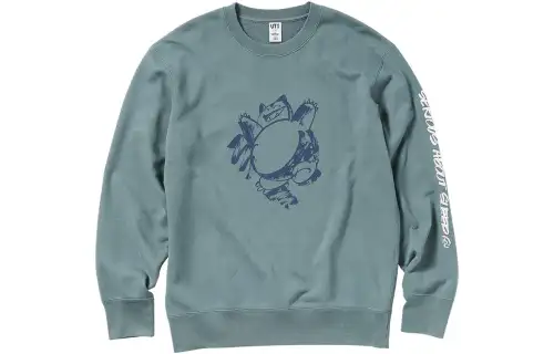 UNIQLO Sweatshirts Unisex Blue Crew Neck Moderate Regular