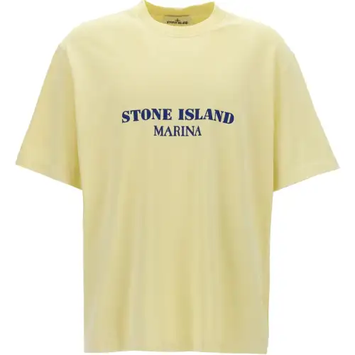 STONE ISLAND Logo Printed Crewneck T Shirt