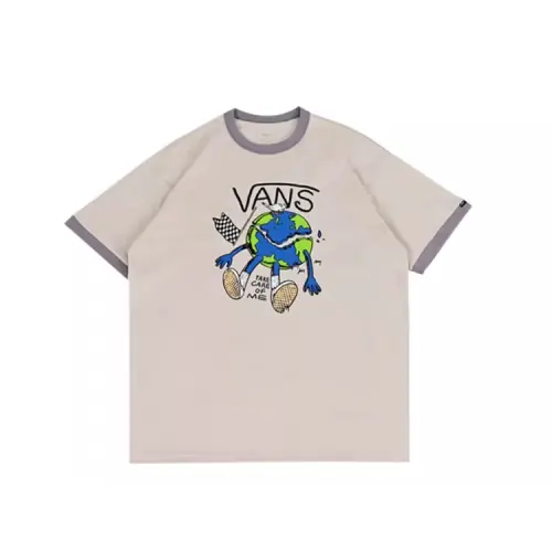 Vans T Shirts Men's Ecru Crew Neck Moderate