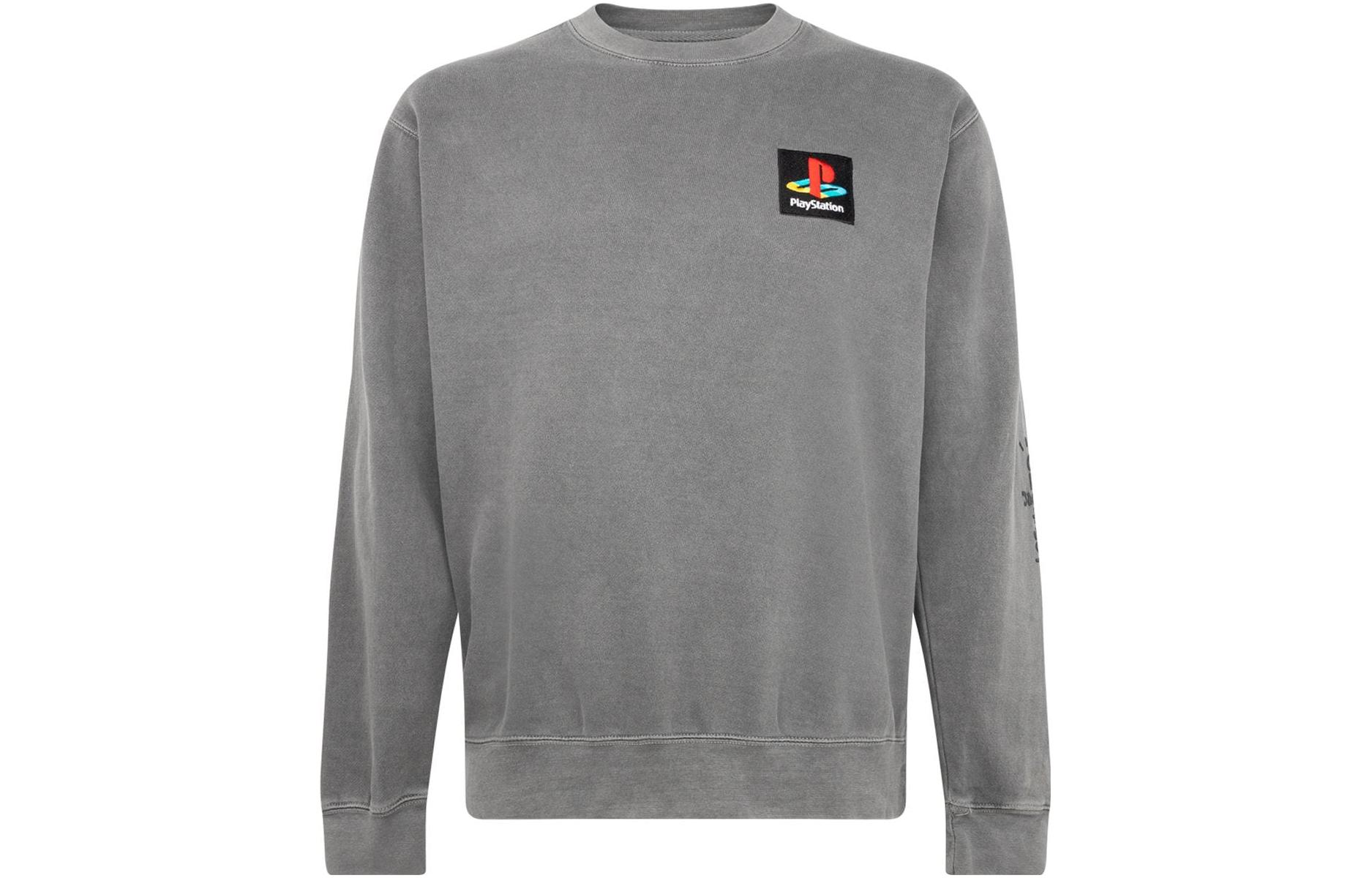 Travis Scott X PlayStation Sweatshirts Men's Gray Crew Neck Moderate Regular