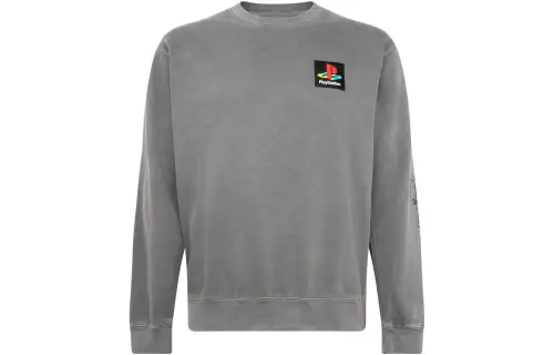 Travis Scott X PlayStation Sweatshirts Men's Gray Crew Neck Moderate Regular