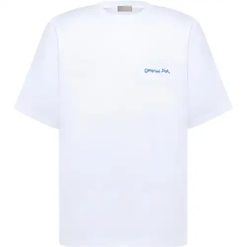 DIOR T Shirts Men's White Crew Neck Moderate Straight Fit