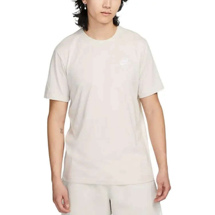 Nike T-Shirts Men's Beige Crew Neck Moderate Straight Fit
