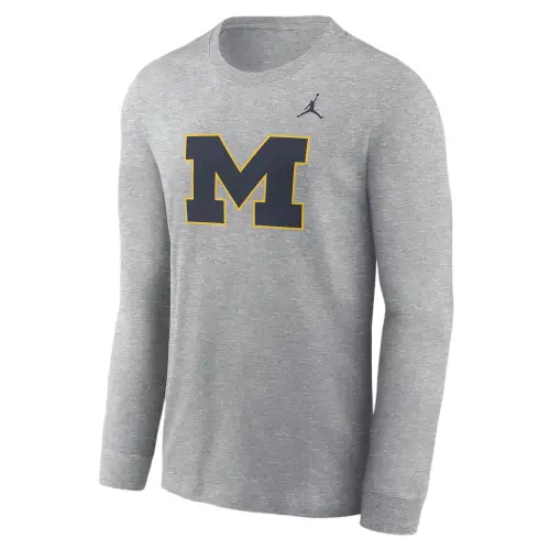 Jordan Michigan Wolverines Primary Logo Men's Jordan College Long Sleeve T Shirt
