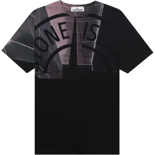 STONE ISLAND T Shirts Men's Black Crew Neck Moderate Straight Fit