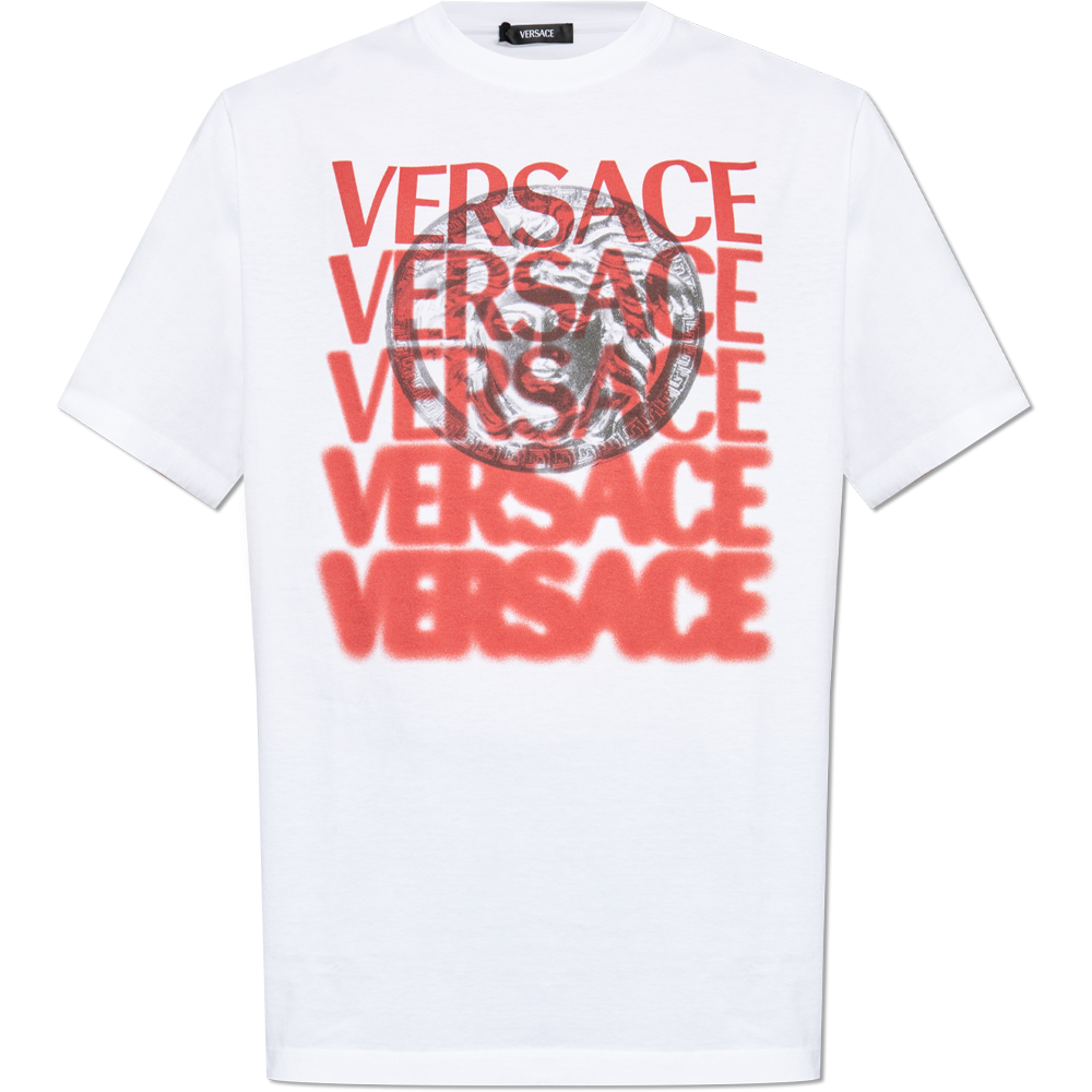 Мужская футболка Versace с буквенным принтом (белая)
