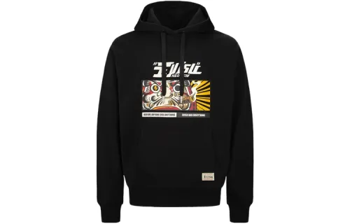 EVISU Sweatshirts Men's Black Hooded Moderate Regular
