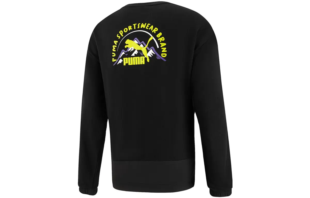 PUMA Sweatshirts Men's Black Crew Neck Moderate Regular