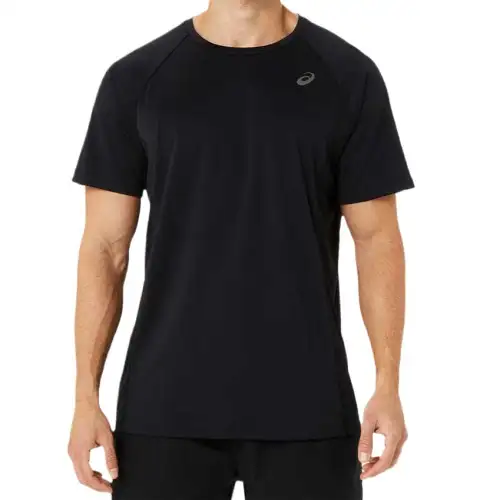 Asics ACTIBREEZE PANEL KNIT SHORT SLEEVE TOP Comfortable, breathable, cooling and environmentally friendly short-sleeved T-shirt for men, black