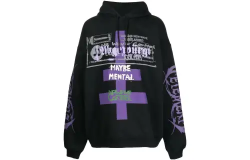 Vetements Sweatshirts Men's Black Hooded Moderate Regular