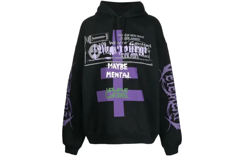 Vetements Sweatshirts Men's Black Hooded Moderate Regular