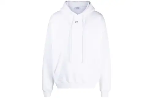 Off- logo-print cotton hoodie