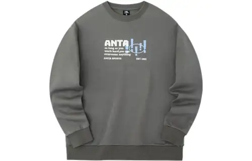 ANTA Life Collection Sweatshirts Unisex Dark Gray Crew Neck Thickened Regular