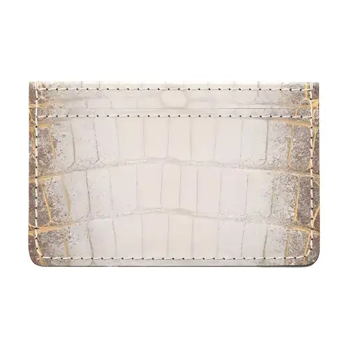 LOUIS VUITTON Crocodile Leather Card Holder Women's White Gold