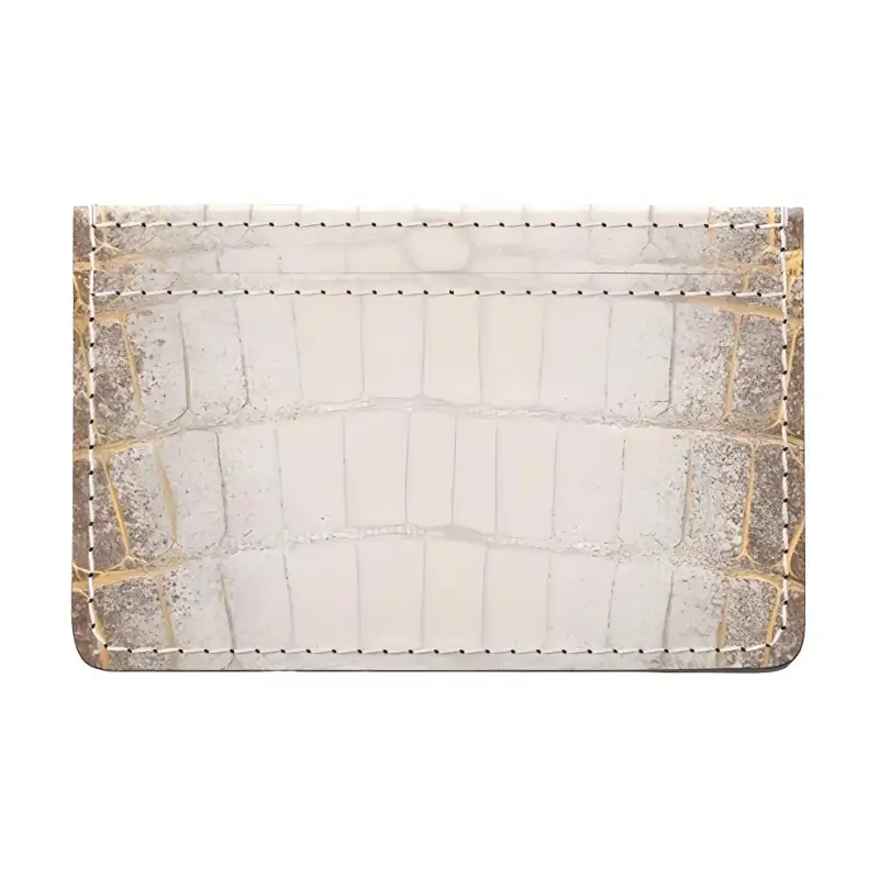 LOUIS VUITTON Crocodile Leather Card Holder Women's White Gold