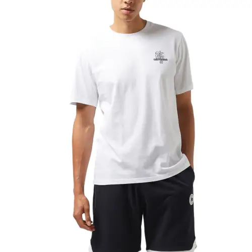 Converse T Shirts Men's White Crew Neck Moderate Straight Fit