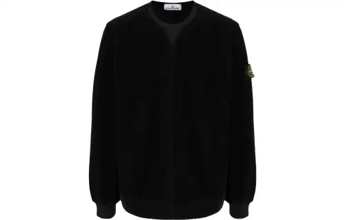 STONE ISLAND Sweatshirts Men's Black Crew Neck Moderate Mock Two Piece