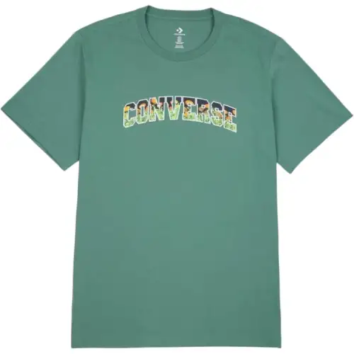 Converse T Shirts Men's Green Crew Neck Moderate