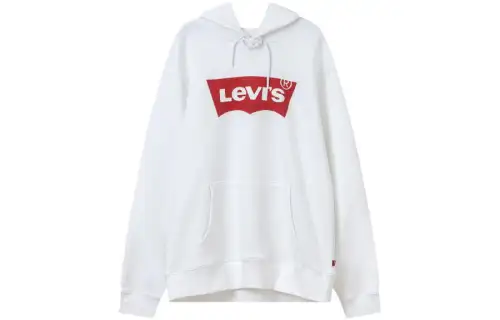 Levis Sweatshirts Men's White Hooded Moderate Regular
