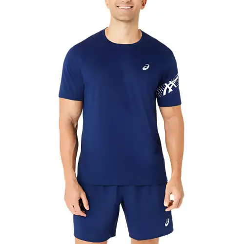Asics ICON SHORT T Shirt Men's Birch/Blue Cost