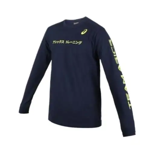 ASICS T Shirts Men's Dark Blue Crew Neck Straight Fit