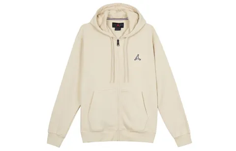 Jordan ESSENTIALS Solid Color Embroidery Logo Cardigan Zippers Hooded Fleece Lined Coat Sweatshirt Men's Yellow