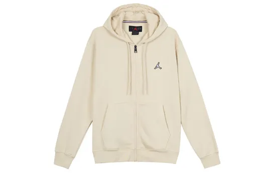 Jordan ESSENTIALS Solid Color Embroidery Logo Cardigan Zippers Hooded Fleece Lined Coat Sweatshirt Men's Yellow