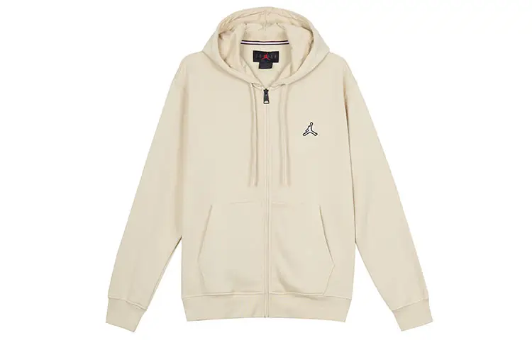 Jordan ESSENTIALS Solid Color Embroidery Logo Cardigan Zippers Hooded Fleece Lined Coat Sweatshirt Men's Yellow