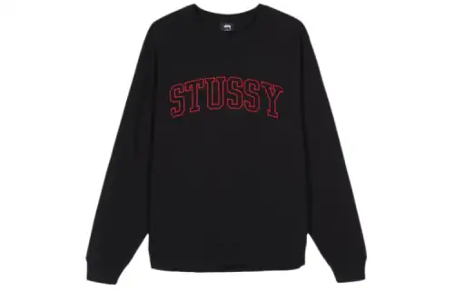 Stussy Sweatshirts Unisex BKX Black Crew Neck Thickened Regular