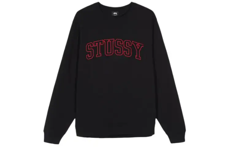 Stussy Sweatshirts Unisex BKX Black Crew Neck Thickened Regular