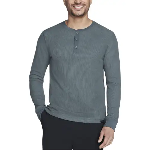 Skechers GOKNIT Waffle Henley T Shirt Men's Dark Green
