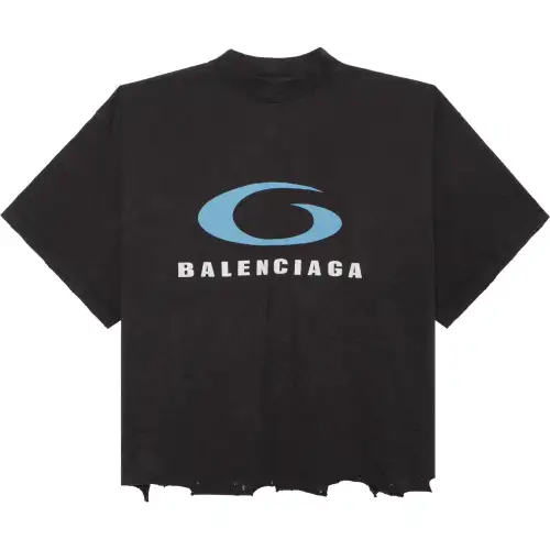 Balenciaga Loop Sports Icon Destroyed Cropped T-Shirt