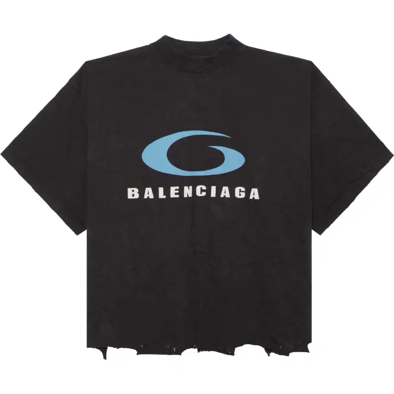 Balenciaga Loop Sports Icon Destroyed Cropped T-Shirt