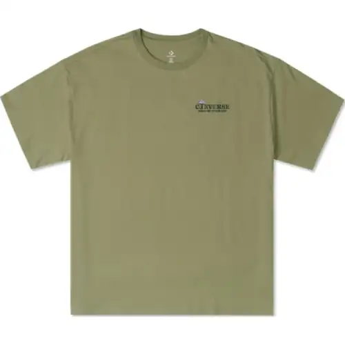 Converse T Shirts Men's Green Crew Neck Moderate