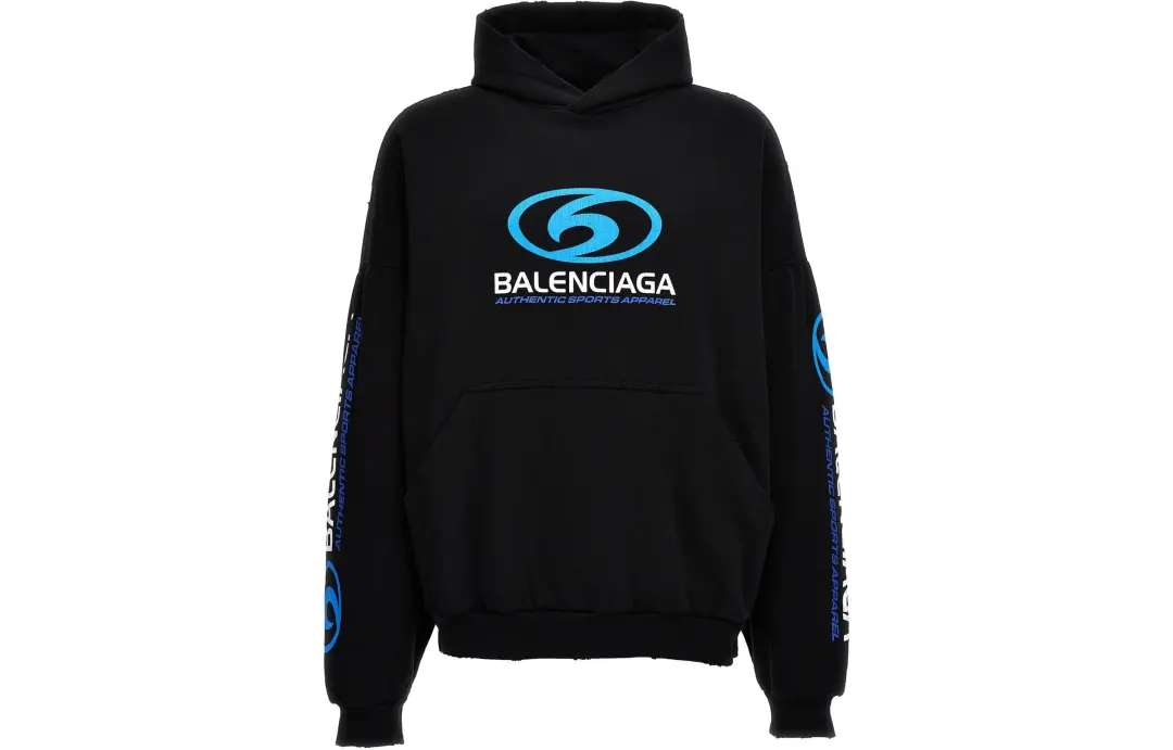 Balenciaga Logo-Printed Distressed Hoodie