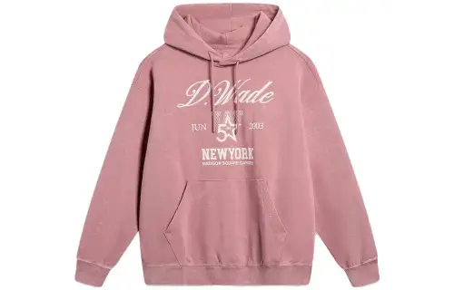 LiNing Wade series letter print pullover sweatshirt for men and women, Samui pink