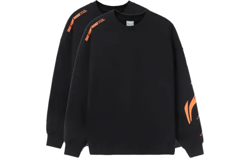 Li Ning Sweatshirts Unisex 2 Pack Black Crew Neck Moderate Regular