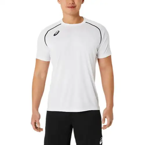 ASICS T Shirts Unisex White Crew Neck Moderate
