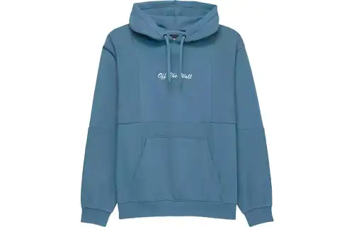 Vans Blocked Sweatshirts Unisex Cyan Stone Hooded Moderate Regular