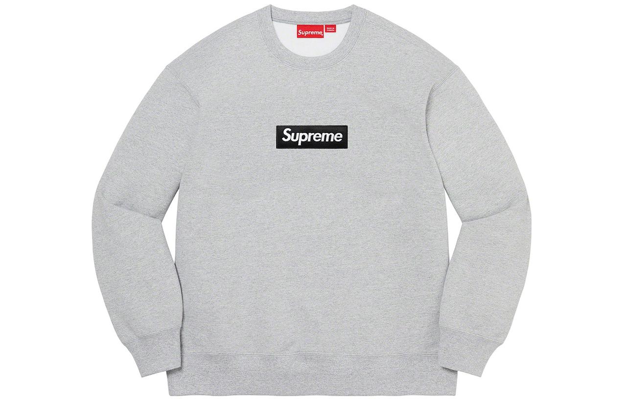 Supreme Supreme FW22 Week15 Series FW22 Week 15 Box Logo Crewneck Classic Logo Printed Velvet Round Neck Pullover American Fashion Sweater Same Style for Men and Women