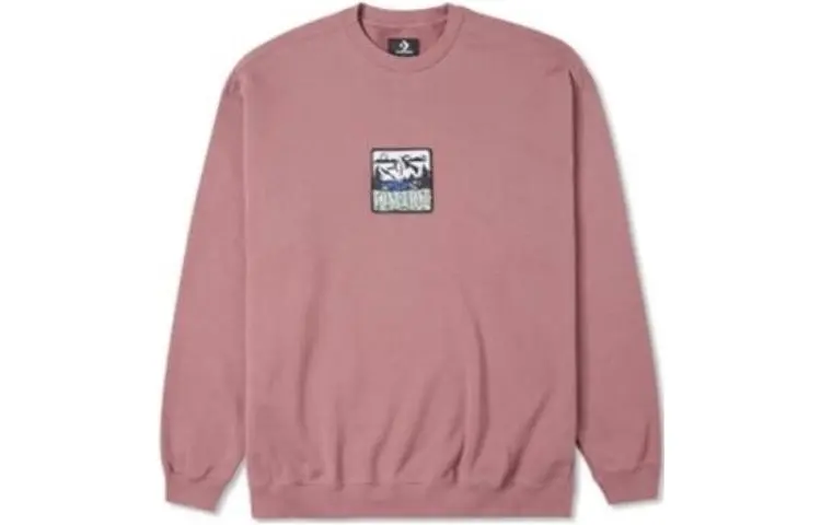 Converse Sweatshirts Men's Pink Crew Neck Moderate Straight Fit