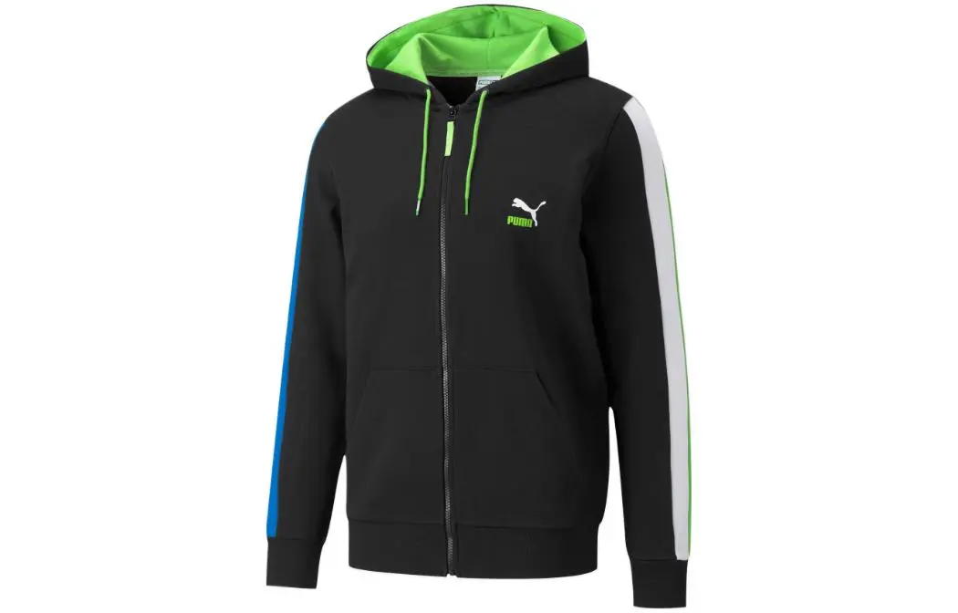 PUMA CLSX ColBlock Sweatshirts Men's Black Crew Neck Moderate Cardigan