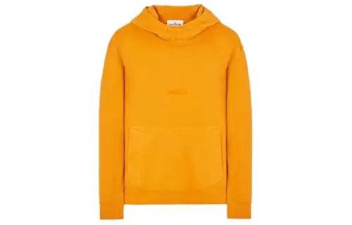 STONE ISLAND Loose Fit Brushed Fleece Lined Hood Sweatshirt Men's Yellow