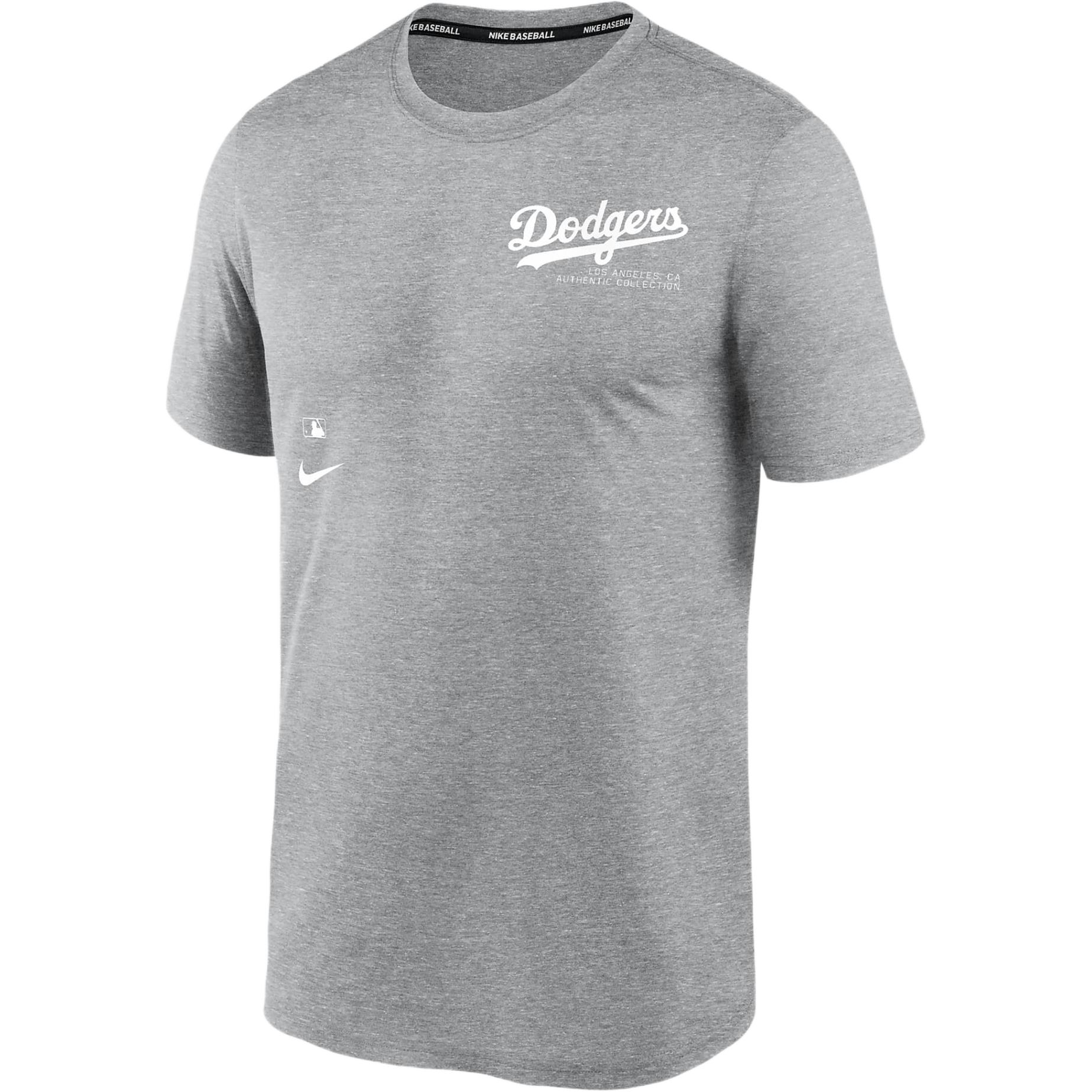 Nike X MLB joint logo logo letter print pattern comfortable round neck short-sleeved T-shirt men's gray Los Angeles Dodgers