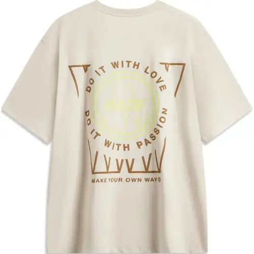 Li Ning T Shirts Men's Oat Gray Crew Neck Moderate Straight Fit