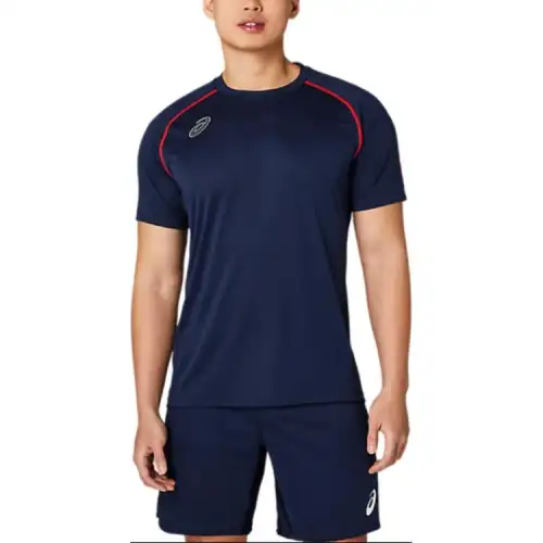 ASICS T Shirts Unisex Midnight Crew Neck Moderate Straight Fit